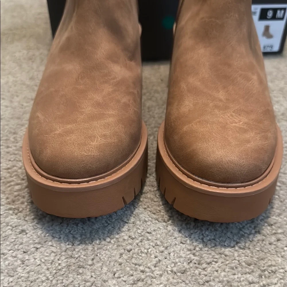 New a.n.a Tan Ankle Boots with Zipper Panels